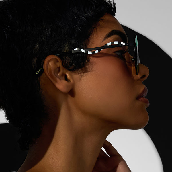 beetlejuice™ - beetlejuice + black + lime green mirror sunglasses 5