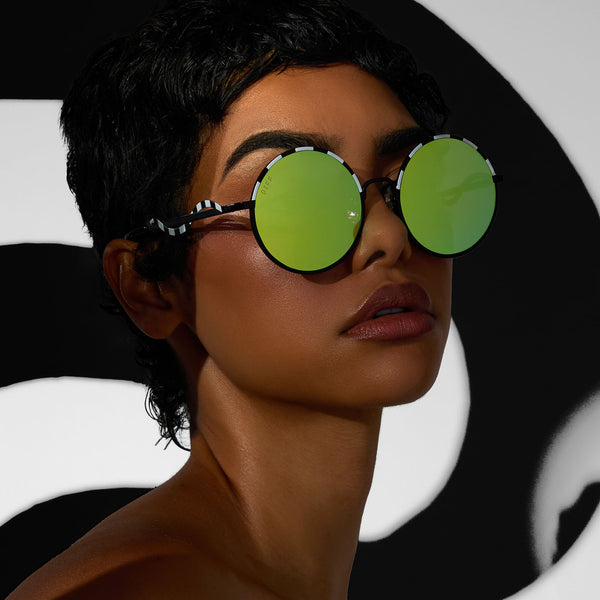 beetlejuice™ - beetlejuice + black + lime green mirror sunglasses 1