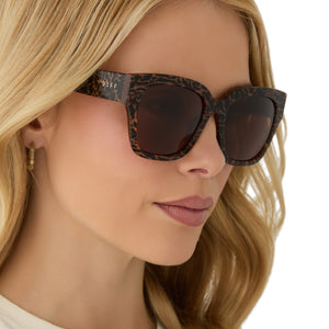 Bella II Square Sunglasses | Animal & Brown | DIFF Eyewear