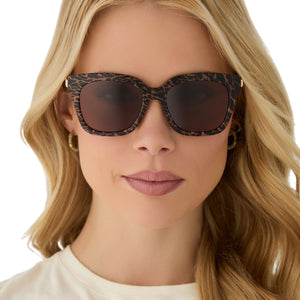 Bella XS Square Sunglasses | Animal & Brown | DIFF Eyewear