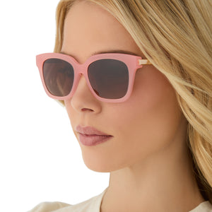Bella XS Square Sunglasses | Peach & Brown | DIFF Eyewear