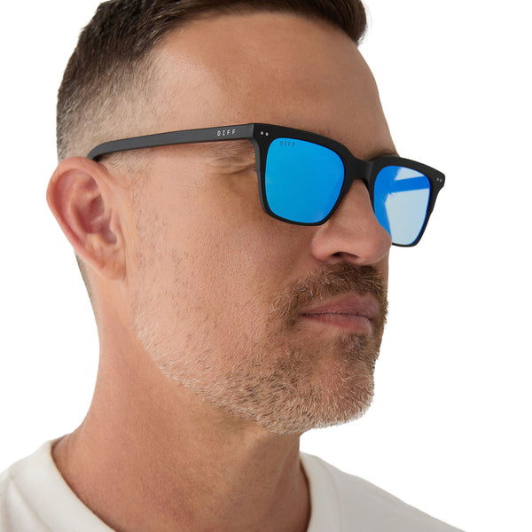 billie - matte black + blue mirror sunglasses 5