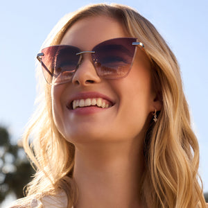 Diff Sunglasses - Becky - Gold Frame in Brown Gradient Becky II Cateye Sunglasses | Gilded Tort & Brown Gradient  main image 2