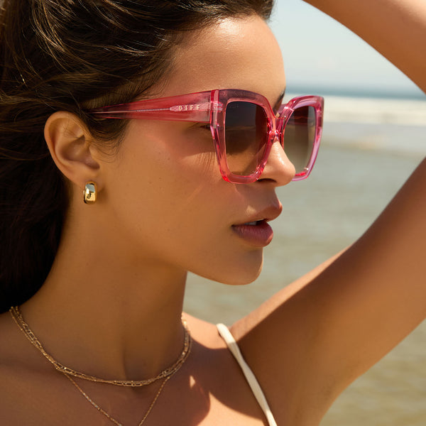 blaire - candy pink crystal + brown gradient sunglasses 1