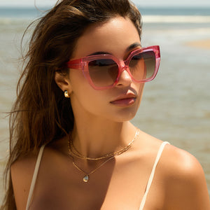 Blaire Square Sunglasses | Pink Crystal & Brown Gradient  display picture 3
