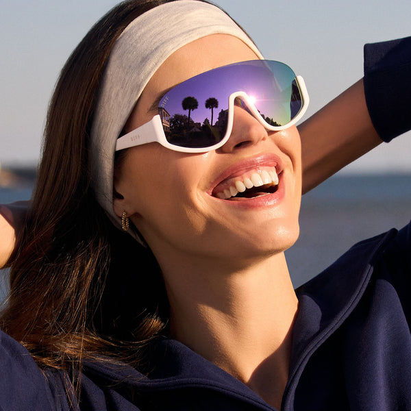 blazer - matte white + lavender mirror + polarized sunglasses 1