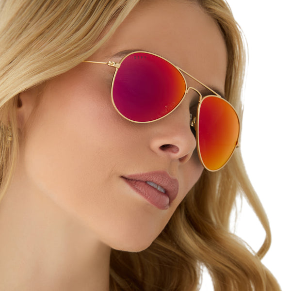 cruz xs - gold + red hot summer mirror + polarized sunglasses 5