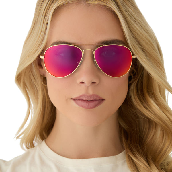 cruz xs - gold + red hot summer mirror + polarized sunglasses 1