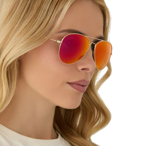 ? Diff Eyewear Cruz Gold Orange Mirror Sunglasses Diff Cruz Gold & Cherry Blossom Sunglasses – Sunshine Girls  main image 4