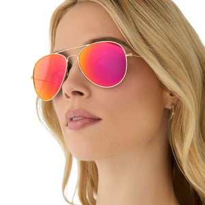 Cruz Aviator Sunglasses | Gold & Red Hot Summer Mirror  display picture 1
