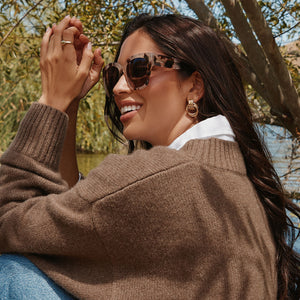 Bella II Square Sunglasses | Cream Tortoise & Grey Gradient | DIFF