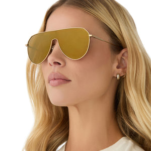 Diff Eyewear Gold Shield Sunglasses Imani Shield Sunglasses | Gold & Brown Gradient | DIFF Eyewear main image 2