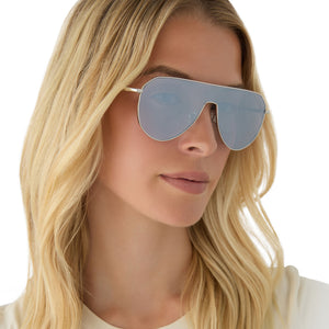 Dash Shield Shield Sunglasses | Silver & Silver Mirror 
