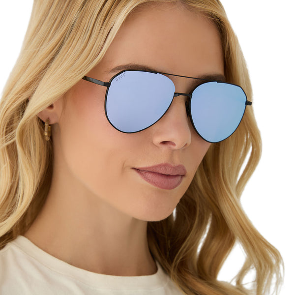 dash xs - black + lavender mirror sunglasses 5