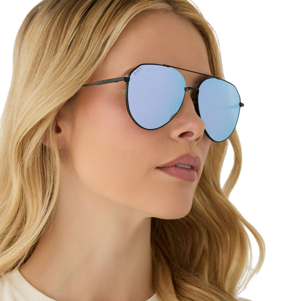 dash - black + lavender mirror sunglasses 1