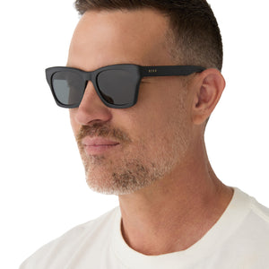 Dean Square Sunglasses | Matte Black & Blue Polarized | DIFF 