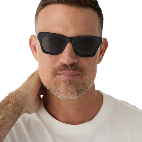 dean - matte black + blue gradient flash + polarized sunglasses 1