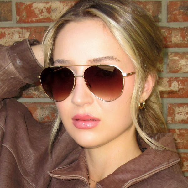 dash - brushed gold + coffee gradient sunglasses 7