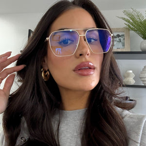 BERKELY - BRUSHED GOLD + ESPRESSO TORTOISE TIPS + BLUE LIGHT TECHNOLOGY GLASSES