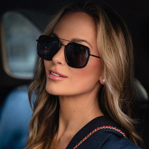 Diff Eyewear Black ‘Jordan’ Aviator Sunglasses with Dark Gray Lenses Diff Jordan Black + Grey Polarized Sunglasses – A Little  main image 3