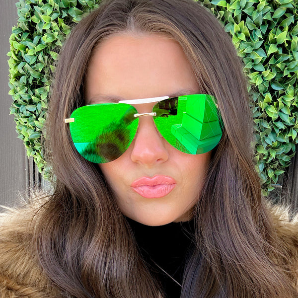 tahoe - gold + green mirror sunglasses 7