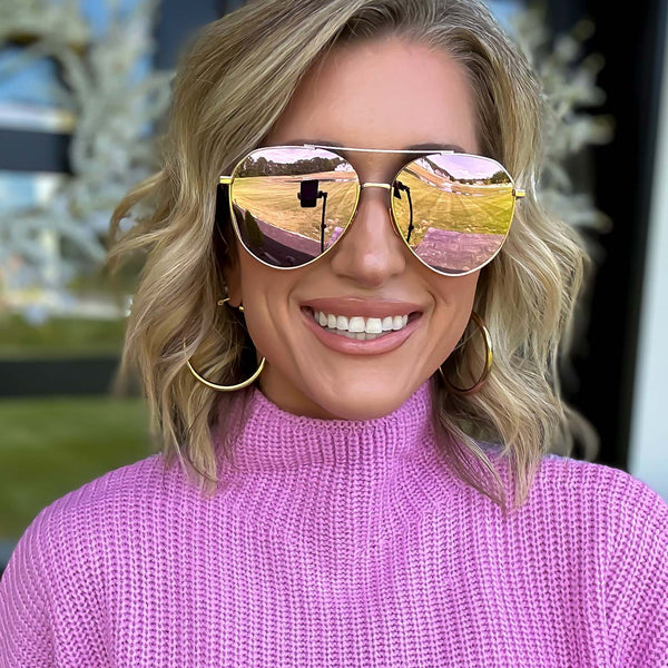 dash - rose gold + cherry blossom mirror + polarized sunglasses 7