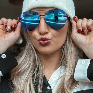 & Black Aviator DIFF | Eyewear Sunglasses Mirror Lenses Purple Lenox | Matte