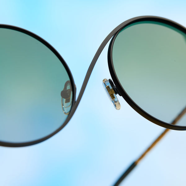 elphaba wire frames - classic black wire + emerald tint gradient sunglasses 7