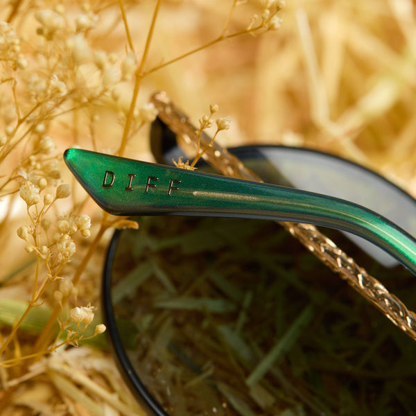 elphaba wire frames - classic black wire + emerald tint gradient sunglasses 5