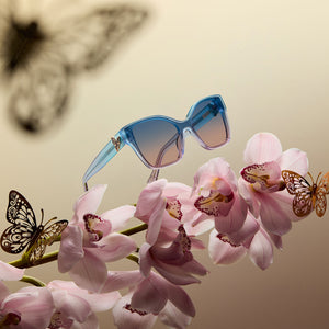 WICKED - GLINDA UPLAND BUTTERFLY + IRIDESCENT PASTEL BLUE + LAVENDER + OPALESCENT GRADIENT PINK SUNGLASSES