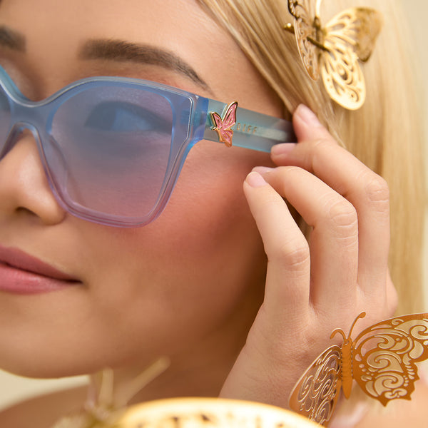 glinda upland butterfly - iridescent pastel blue + lavender + opalescent gradient pink sunglasses 7