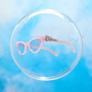 GLINDA UPLAND FOR GOOD - GLASSY PINK CRYSTAL + SILVER FLASH SUNGLASSES