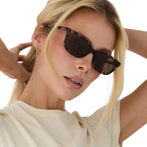 Hannah Rectangle Sunglasses | Espresso Tortoise & Brown | DIFF Eyewear