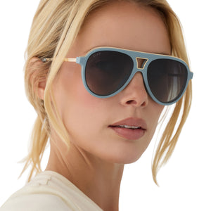 Tosca III Aviator Sunglasses | Dew Drop & Grey Gradient | DIFF Eyewear