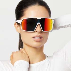 White Frame Mirrored Lens Women\'s Sunglasses Retro Sunglasses - Matte-White Frame / Mirror Lens - Walmart.com main image 3