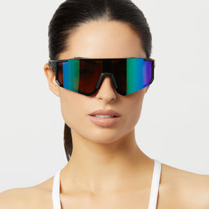 Heat Shield Sunglasses | Black & Green Mirror Polarized  display picture 1