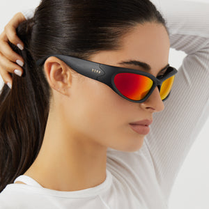 Side Out Wrap Sunglasses | Black & Sunset Mirror Polarized  display picture 3