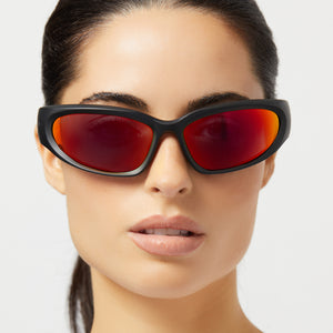 Side Out Wrap Sunglasses | Black & Sunset Mirror Polarized  display picture 1