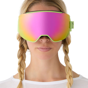 hot goggles Oversized Polarized - Alpine Lime Green Hot Pink Mirror Frame - Pink Lens