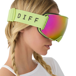 hot goggles Oversized Polarized - Alpine Lime Green Hot Pink Mirror Frame - Pink Lens