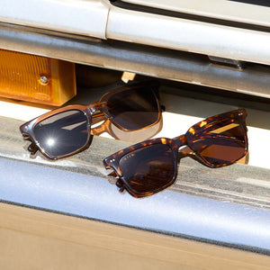 Billie Square Sunglasses | Brown & Grey Polarized Lenses | DIFF