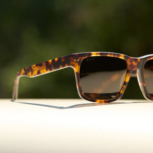 Gino XL Square Sunglasses | Matte Rich Tortoise & Brown | DIFF Eyewear