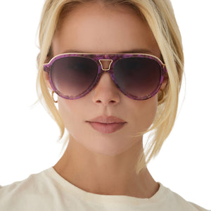 Tosca III Aviator Sunglasses | Lavender Haze Tort & Brown Gradient