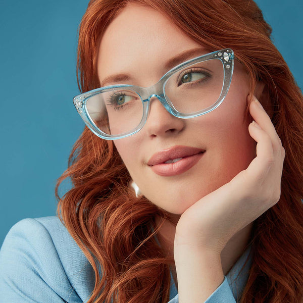 disney princess - cinderella + blue crystal glitter + prescription glasses 1