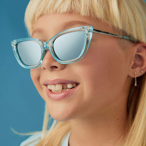 disney princess youth - cinderella + youth + blue crystal glitter + blue dust gradient + polarized sunglasses 6