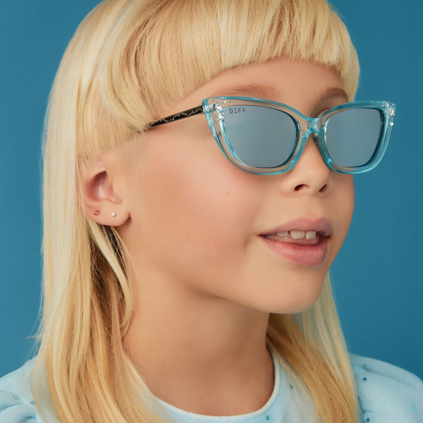 disney princess youth - cinderella + youth + blue crystal glitter + blue dust gradient + polarized sunglasses 1