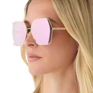 DIFF - Analise Sunglasses in Brushed Gold Frames & Polarized Taupe Mirrored Lens Diff Analise Sunglasses – Pieces & Peaches main image 4