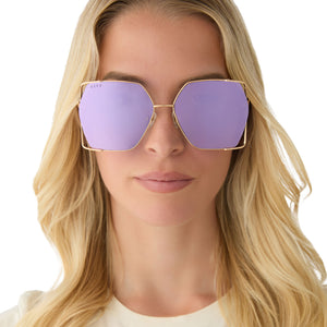 Donna IV Square Sunglasses | Gold & Taupe Mirror | DIFF Eyewear display picture 1