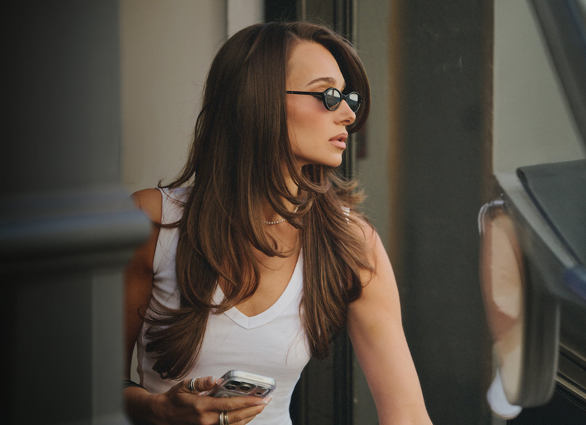 danielle bernstein wearing the downtown diff sunglasses in new york