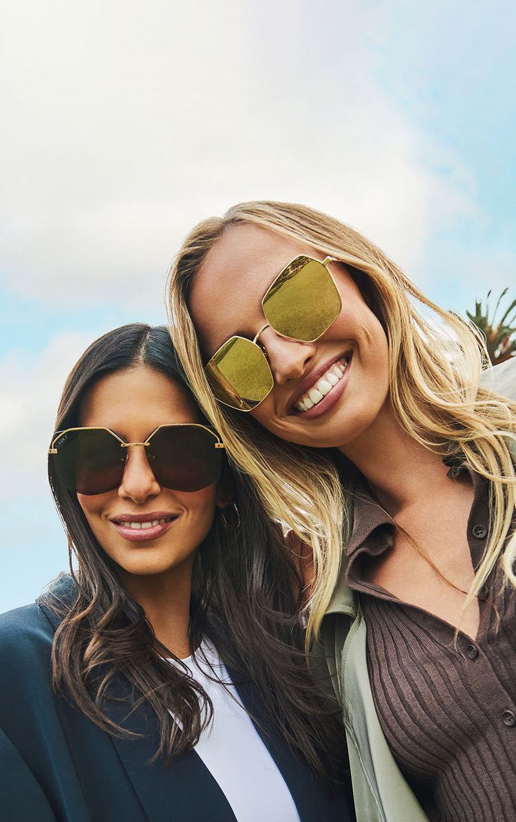 Models wearing diff eyewear vintage sunglasses